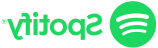 Spotify logo - an acid green circle with three white offset curved lines in the middle, with acid green 'Spotify' lettering to the right